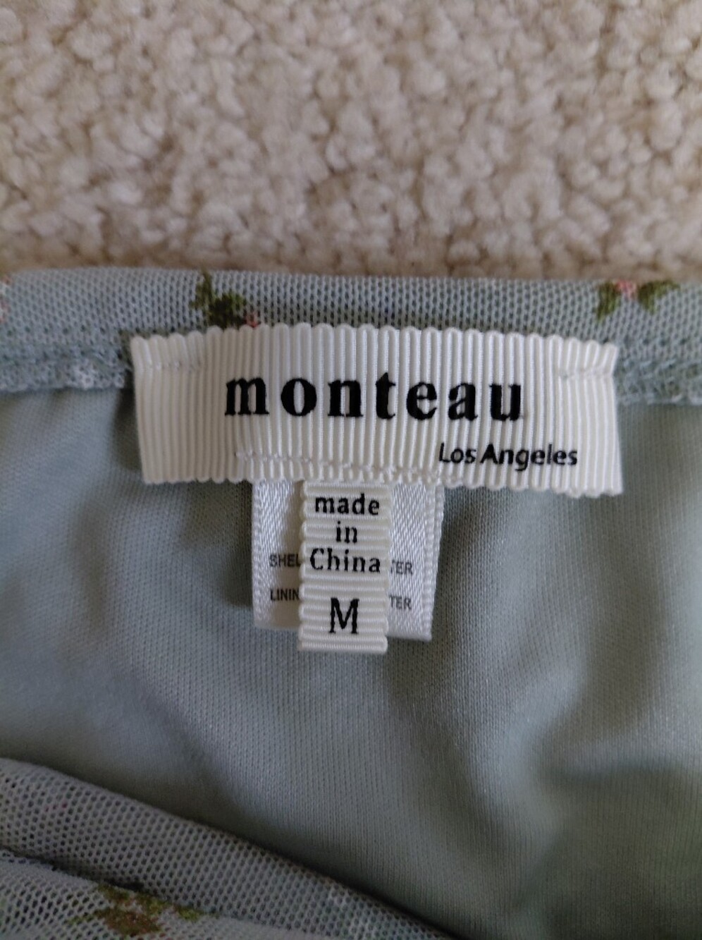Monteau Light Blue Floral Ruched Square Neck Top - Picture 2 of 9